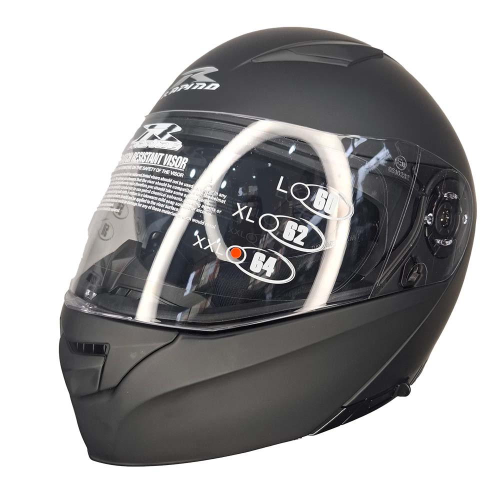 کلاه کاسکت فک متحرک برند رپیدو رنگ مشکی با عینک دودی UV400